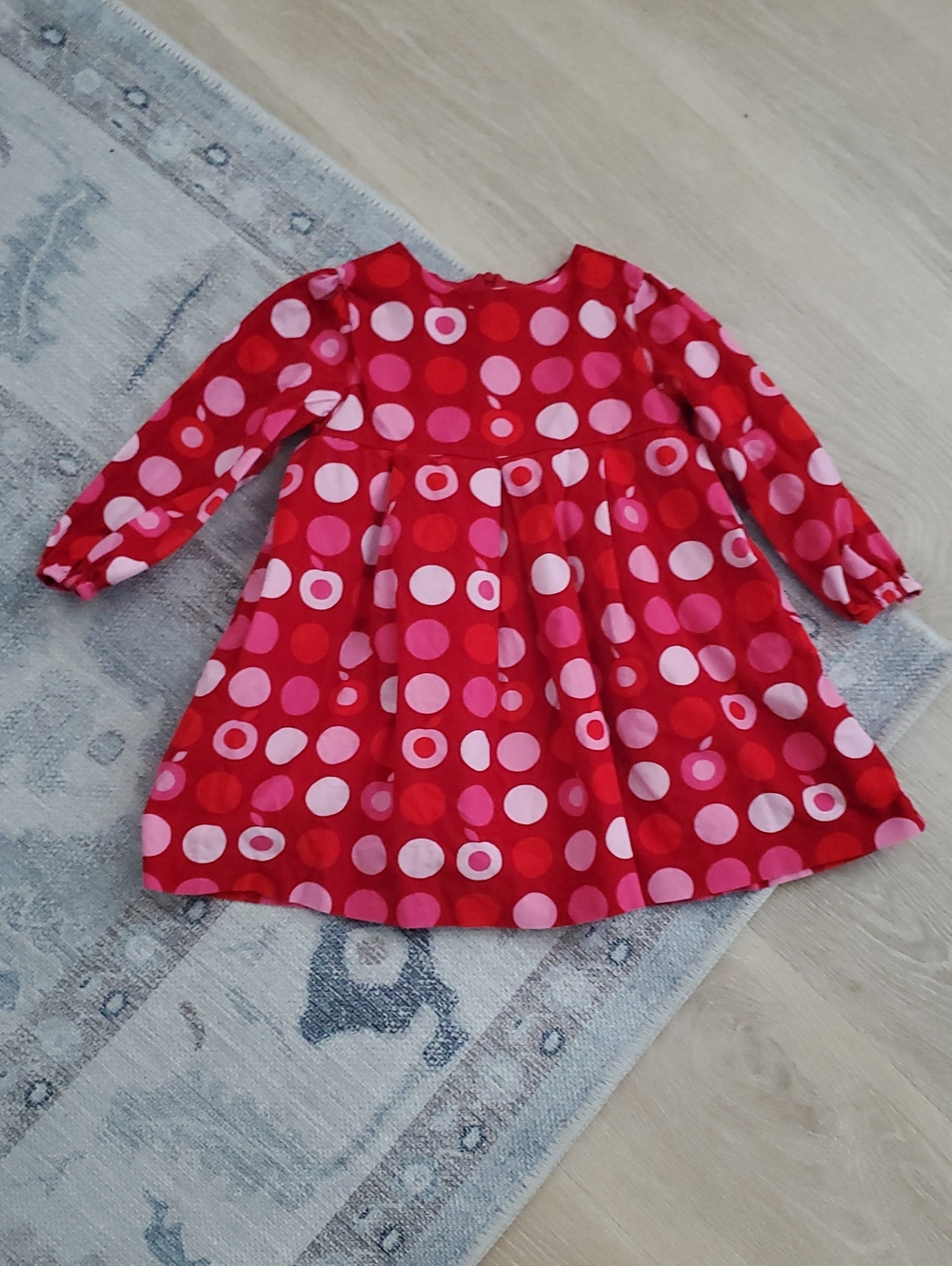 Jacadi Paris Girs Red Long Sleeve Apple Circle Dress Sz4